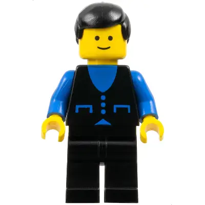 Shirt with 3 Buttons - Blue, Black Legs, Black Male Hair