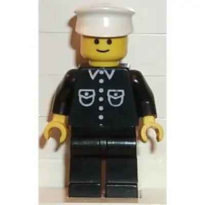 Shirt with 6 Buttons - Black, Black Legs, White Hat