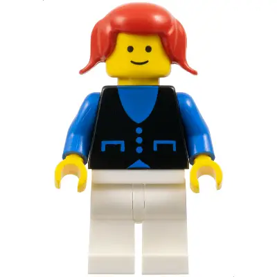 Shirt with 3 Buttons - Blue, White Legs, Red Pigtails Hair