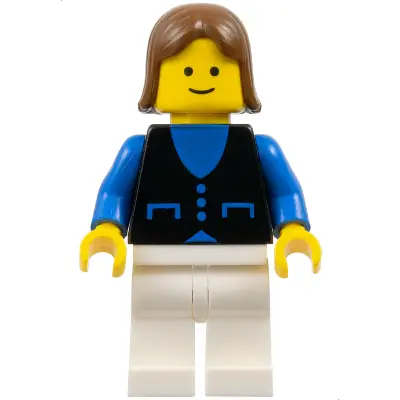 Shirt with 3 Buttons - Blue, White Legs, Brown Female Hair