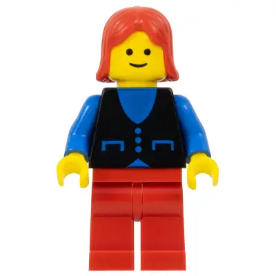 Shirt with 3 Buttons - Blue, Red Legs, Red Female Hair