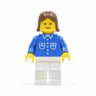 Shirt with 6 Buttons - Blue, White Legs, Brown Female Hair