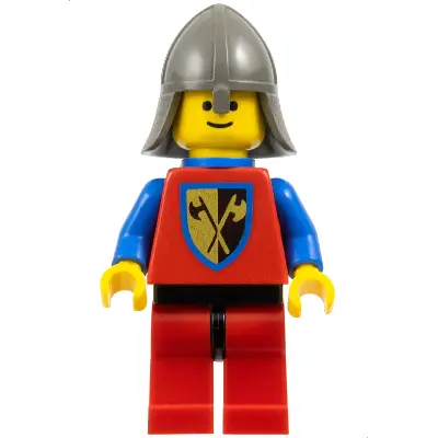 Crusader Axe - Red Legs with Black Hips, Dark Gray Neck-Protector, Blue Plastic Cape
