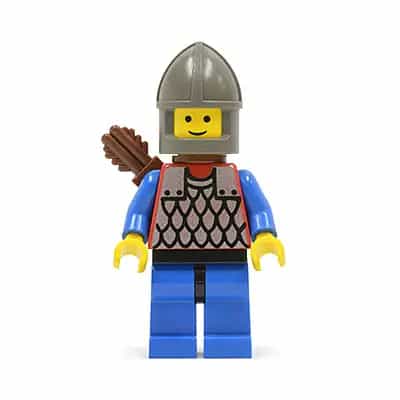 Scale Mail - Red with Blue Arms, Blue Legs with Black Hips, Dark Gray Chin-Guard, Quiver