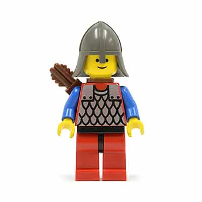 Scale Mail - Red with Blue Arms, Red Legs with Black Hips, Dark Gray Neck-Protector, Quiver