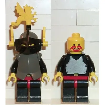 Breastplate - Armor over Black, Dark Gray Helmet, Black Visor, Yellow Dragon Plumes