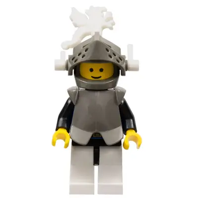 Breastplate - Armor over Blue, Dark Gray Helmet and Visor, White Dragon Plumes