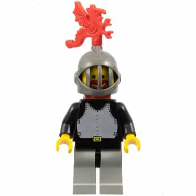 Breastplate - Black, Light Gray Legs with Black Hips, Dark Gray Grille Helmet, Red Plastic Cape