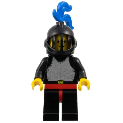 Breastplate - Black, Black Legs with Red Hips, Black Grille Helmet, Blue Plume, Black Plastic Cape