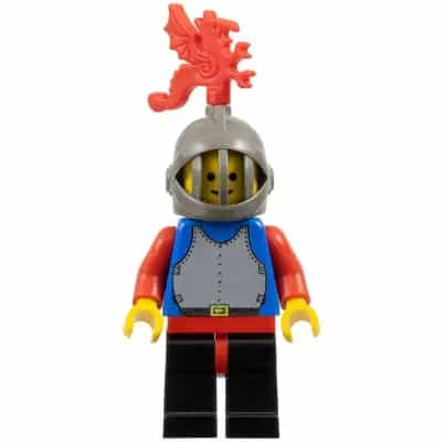 Breastplate - Blue with Red Arms, Black Legs with Red Hips, Dark Gray Grille Helmet, Red Plume Dragon