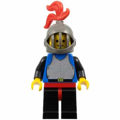 Breastplate - Blue with Black Arms, Black Legs with Red Hips, Dark Gray Grille Helmet, Red Plume, Blue Plastic Cape