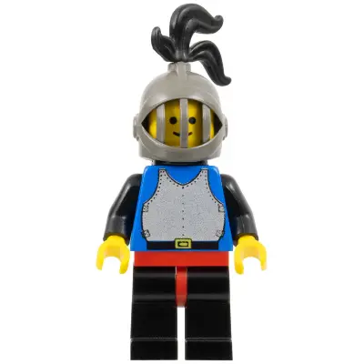 Breastplate - Blue with Black Arms, Black Legs with Red Hips, Dark Gray Grille Helmet, Black Plume, Black Plastic Cape