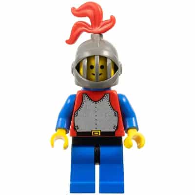 Breastplate - Red with Blue Arms, Blue Legs with Black Hips, Dark Gray Grille Helmet, Red Plume, Blue Plastic Cape