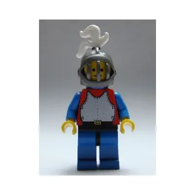 Breastplate - Red with Blue Arms, Blue Legs with Black Hips, Dark Gray Grille Helmet, White Plume, Blue Plastic Cape