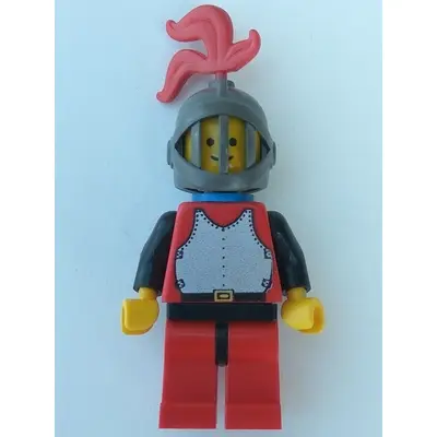 Breastplate - Red with Black Arms, Red Legs with Black Hips, Dark Gray Grille Helmet, Red Plume, Blue Plastic Cape