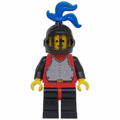 Breastplate - Red with Black Arms, Black Legs with Red Hips, Black Grille Helmet, Blue Plume