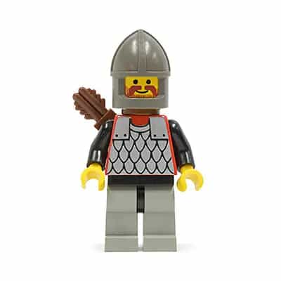 Scale Mail - Red with Black Arms, Light Gray Legs with Black Hips, Dark Gray Chin-Guard, Quiver