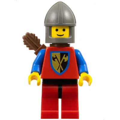 Crusader Axe - Red Legs with Black Hips, Dark Gray Chin-Guard, Quiver