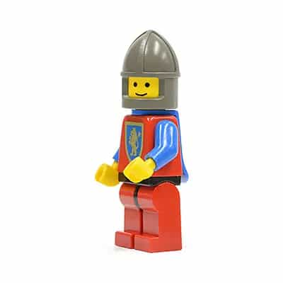Crusader Lion - Red Legs with Black Hips, Dark Gray Chin-Guard, Blue Plastic Cape