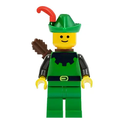 Forestman - Black, Green Hat, Red Feather, Quiver