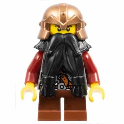 Fantasy Era - Dwarf, Black Beard, Copper Helmet with Studded Bands, Dark Red Arms