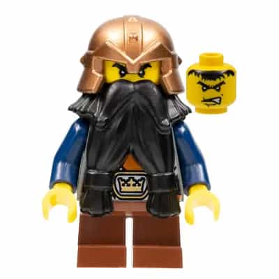 Fantasy Era - Dwarf, Black Beard, Copper Helmet with Studded Bands, Dark Blue Arms