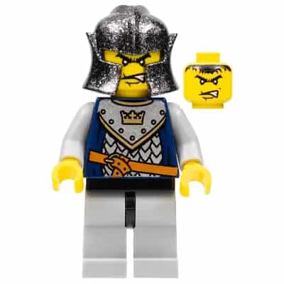 Fantasy Era - Crown Knight Scale Mail with Crown, Speckle Black-Silver Helmet, Angry Eyebrows (Castle Watch)