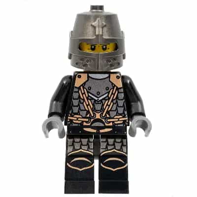 Kingdoms - Dragon Knight Scale Mail with Chains, Helmet Closed, Gray Beard