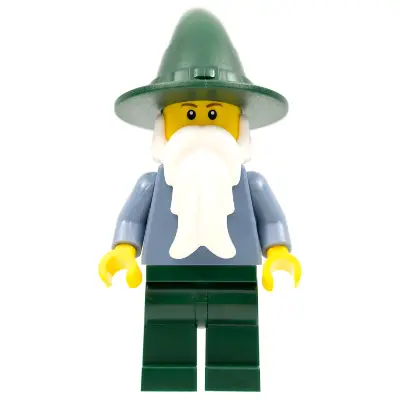 Wizard - Sand Blue with Dark Green Legs and Hat, Reddish Brown Eyebrows