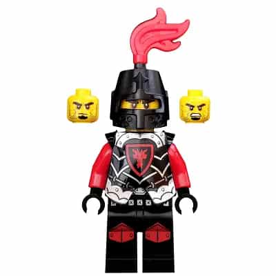 Castle - Dragon Knight Armor with Dragon Head, Helmet Closed, Red Plume, Black Bushy Eyebrows