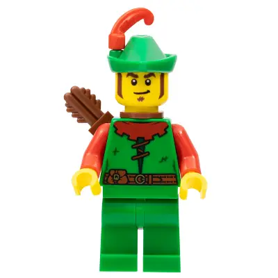 Forestman - Red, Green Hat, Red Feather, Quiver, Sideburns