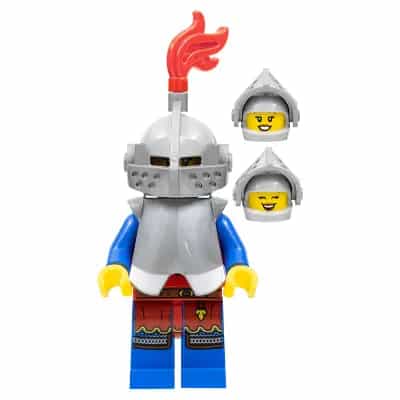 Lion Knight - Female, Light Bluish Gray Helmet, Flat Silver Visor, Red Plume, Flat Silver Armor