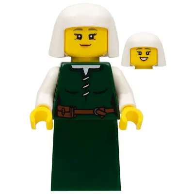 Peasant - Female, Dark Green Skirt, White Headdress
