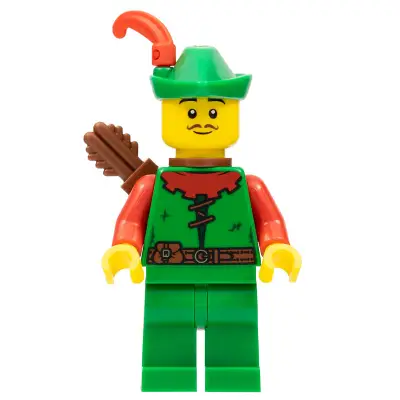 Forestman - Red, Green Hat, Red Feather, Quiver, Moustache