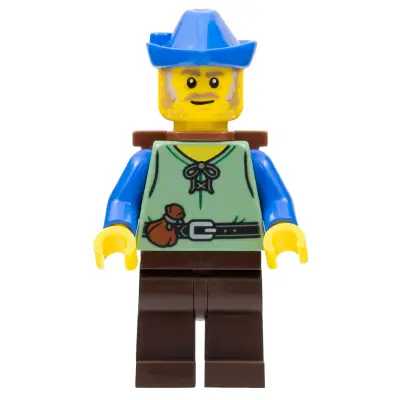 Peasant - Male, Dark Brown Legs, Blue Hat, D-Basket