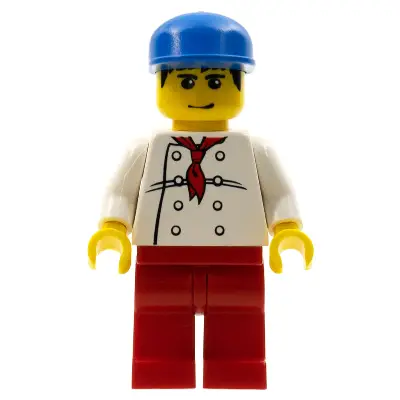 Chef - White Torso with 8 Buttons, Red Legs, Blue Cap