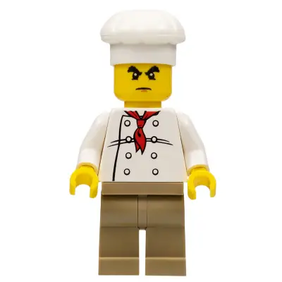 Chef - White Torso with 8 Buttons, Dark Tan Legs, Bushy Eyebrows