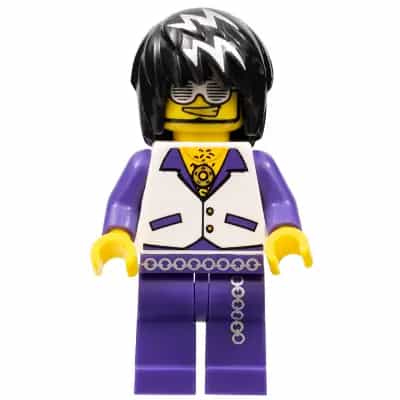 Musician - Male, White Vest with Dark Purple Open Shirt, Dark Purple Pants with Silver Trim
