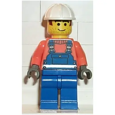 Overalls with Safety Stripe Blue, White Construction Helmet