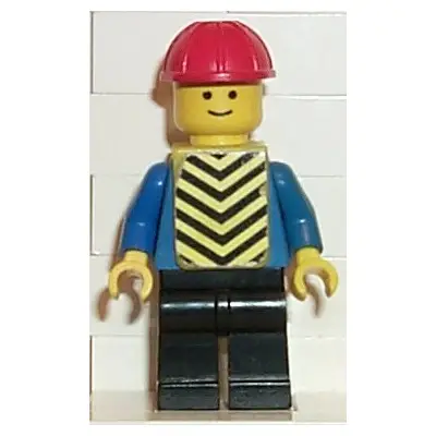 Shirt with 6 Buttons - Blue, Black Legs, Red Construction Helmet, Yellow Vest with Black Chevrons (Stickers)