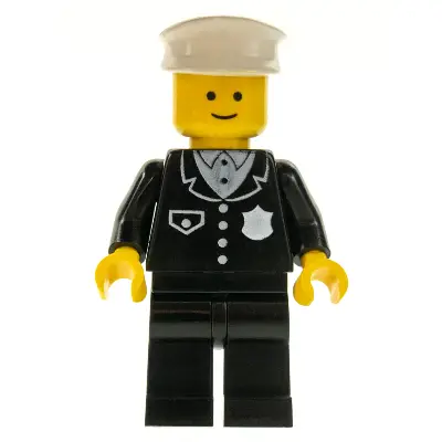 Police - Suit with 4 Buttons, Black Legs, White Hat