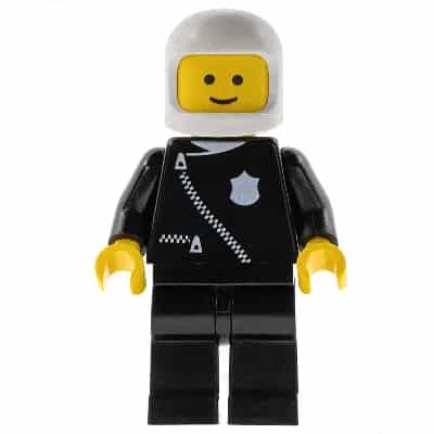 Police - Zipper with Badge, Black Legs, White Classic Helmet