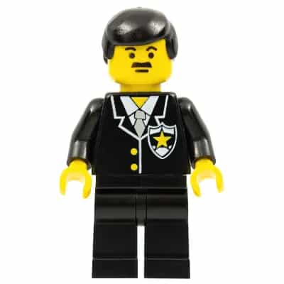 Police - Suit with Sheriff Star, Black Legs, Black Male Hair