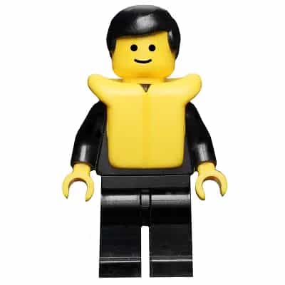 Police - Suit with 4 Buttons, Black Legs, Black Male Hair, Life Jacket