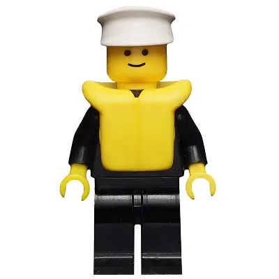 Police - Suit with 4 Buttons, Black Legs, White Hat, Life Jacket