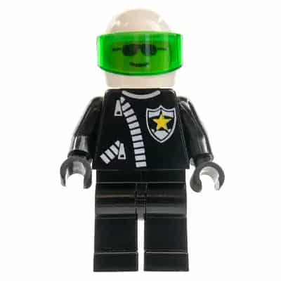 Police - Zipper with Sheriff Star, White Helmet, Trans-Green Visor