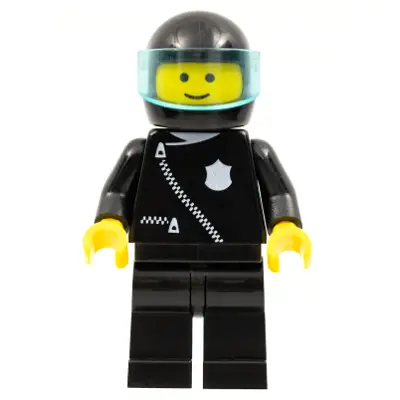 Police - Zipper with Badge, Black Legs, Black Helmet, Trans-Light Blue Visor