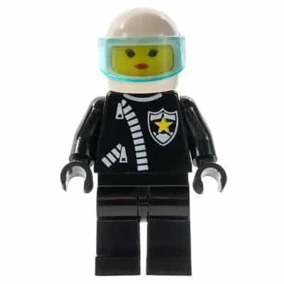 Police - Zipper with Sheriff Star, White Helmet, Trans-Light Blue Visor, Female