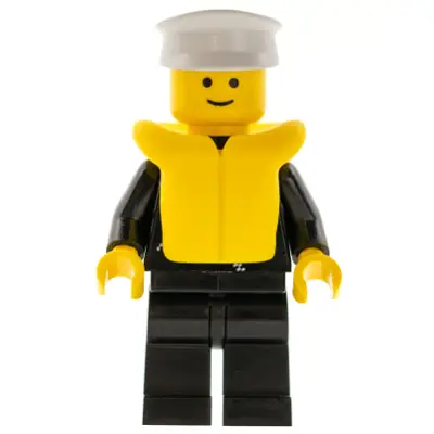 Police - Zipper with Badge, Black Legs, White Hat, Life Jacket