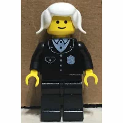 Police - Suit with 4 Buttons, Black Legs, White Pigtails Hair